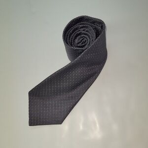 Hart Schaffner Marx Tie Silk Geometric Pattern Necktie Men's Gray Dot Office USA